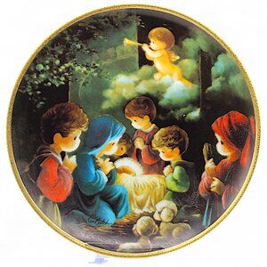 Precious Moments "Come Let Us Adore Him" Plate By Sam Butcher  Limited Edition 1
